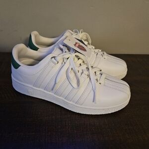 K-Swiss White and Green Athletic Shoes-